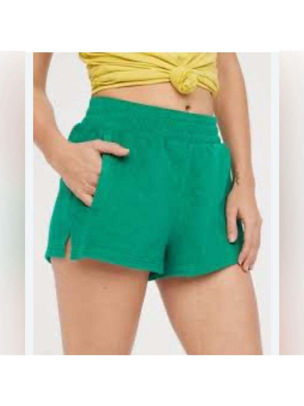 OFFLINE By Aerie Summer Lights green terry Short size small